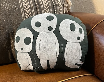 Forest Spirits Kodama Mononoke Custom Block Print Pillow