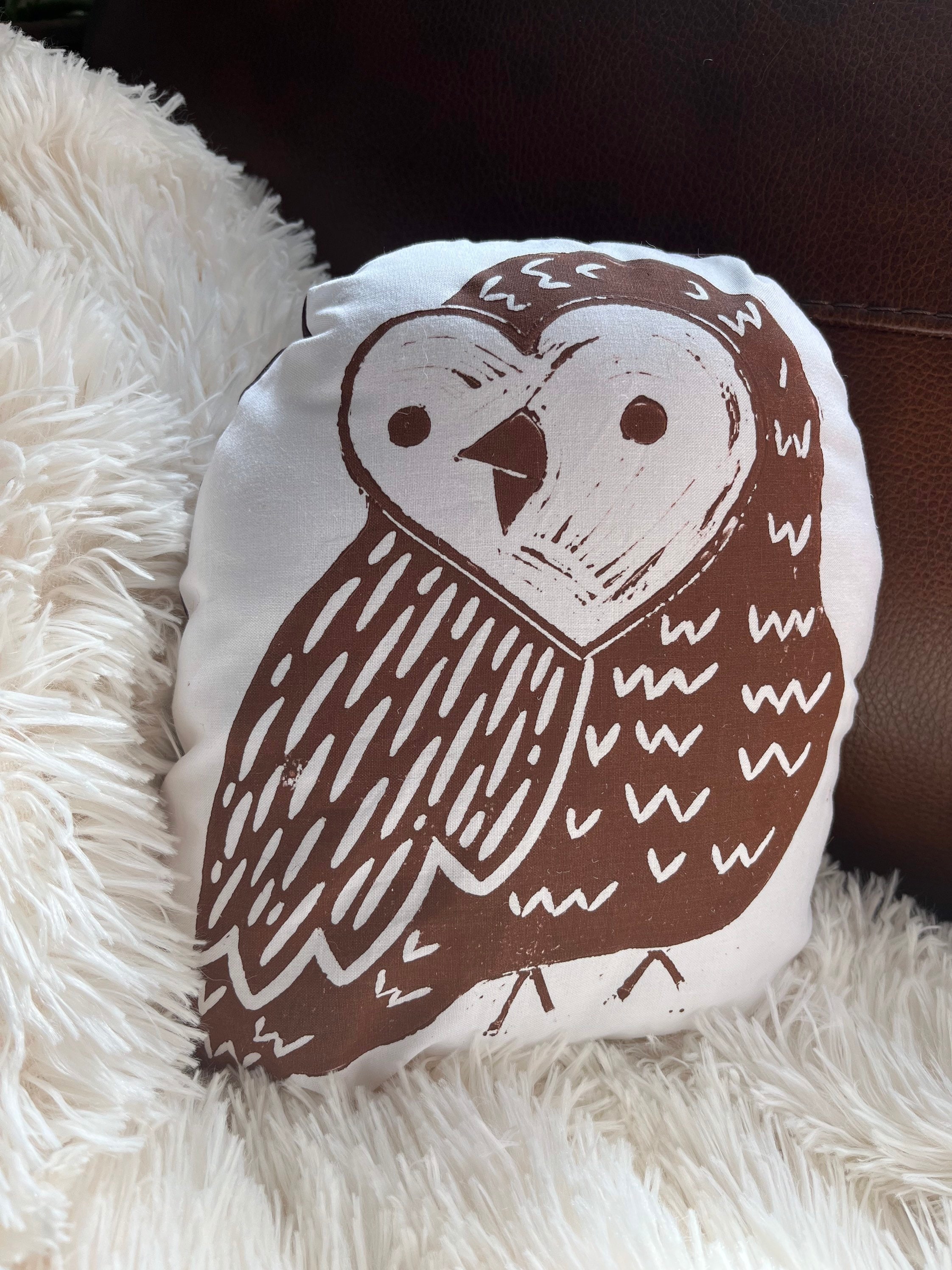 Owl Custom Block Print Pillow