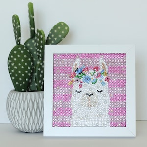 Diamond Art Craft Kit - Llama - Gift for girls teen tween - DIY Craft Set - Paint by Numbers - Easter basket filler