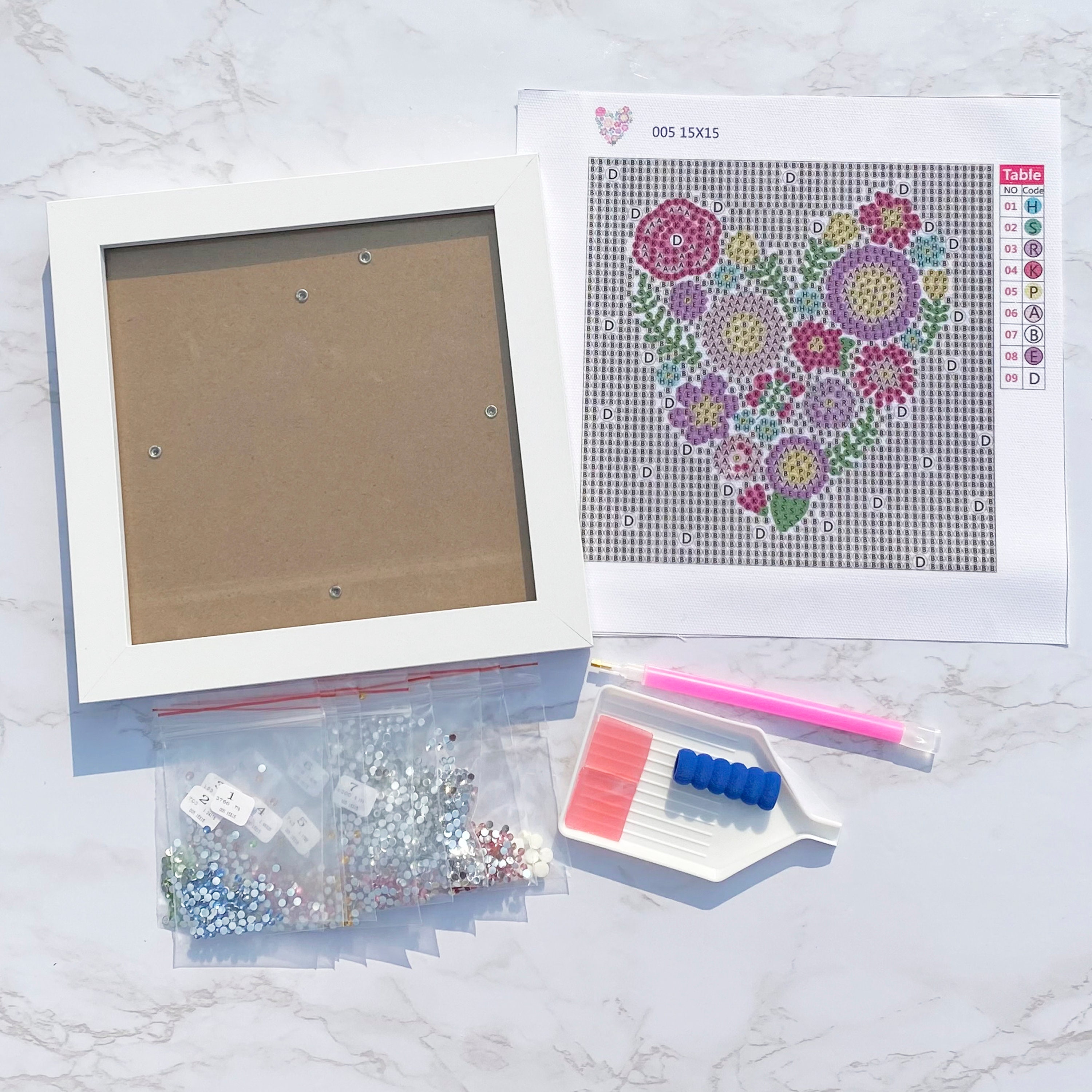 Diamond Art Craft Kit Floral Heart Etsy