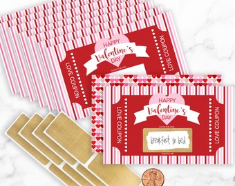 Valentin'e Scratch-Off Love Coupons - Set of 8 - Gift for Boyfriend Husband Girlfriend, Wife Spouse Child Son Daughter Kids Teen Galentines