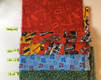 Novelty Print Trains Fire Truck Anchor Ants Quilting Cotton Fabric Scrap Destash Remnant Face Mask