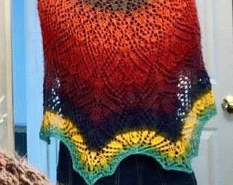 Fall Shawl, Y’all! Hand Knit Lace Shawl