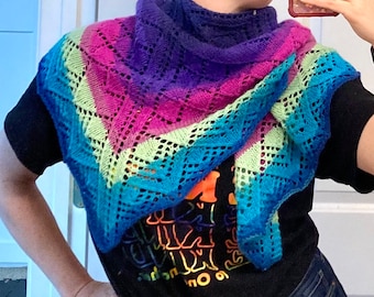 Art Deco Shawl, Y’all! Hand Knit Lace Shawl
