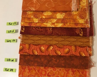 Orange #7 Quilting Cotton Fabric Scrap Destash Remnant Face Mask