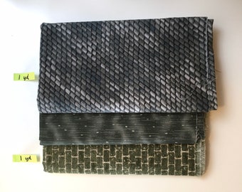 Gray Green Quilting Cotton Fabric Scrap Destash Remnant Face Mask