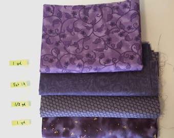 Purple #1 Quilting Cotton Fabric Scrap Bundles Destash Remnant Face Mask Facemask