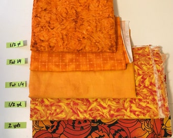 Orange #6 Quilting Cotton Fabric Scrap Destash Remnant Face Mask