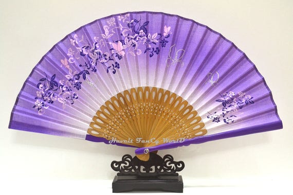 purple hand fan