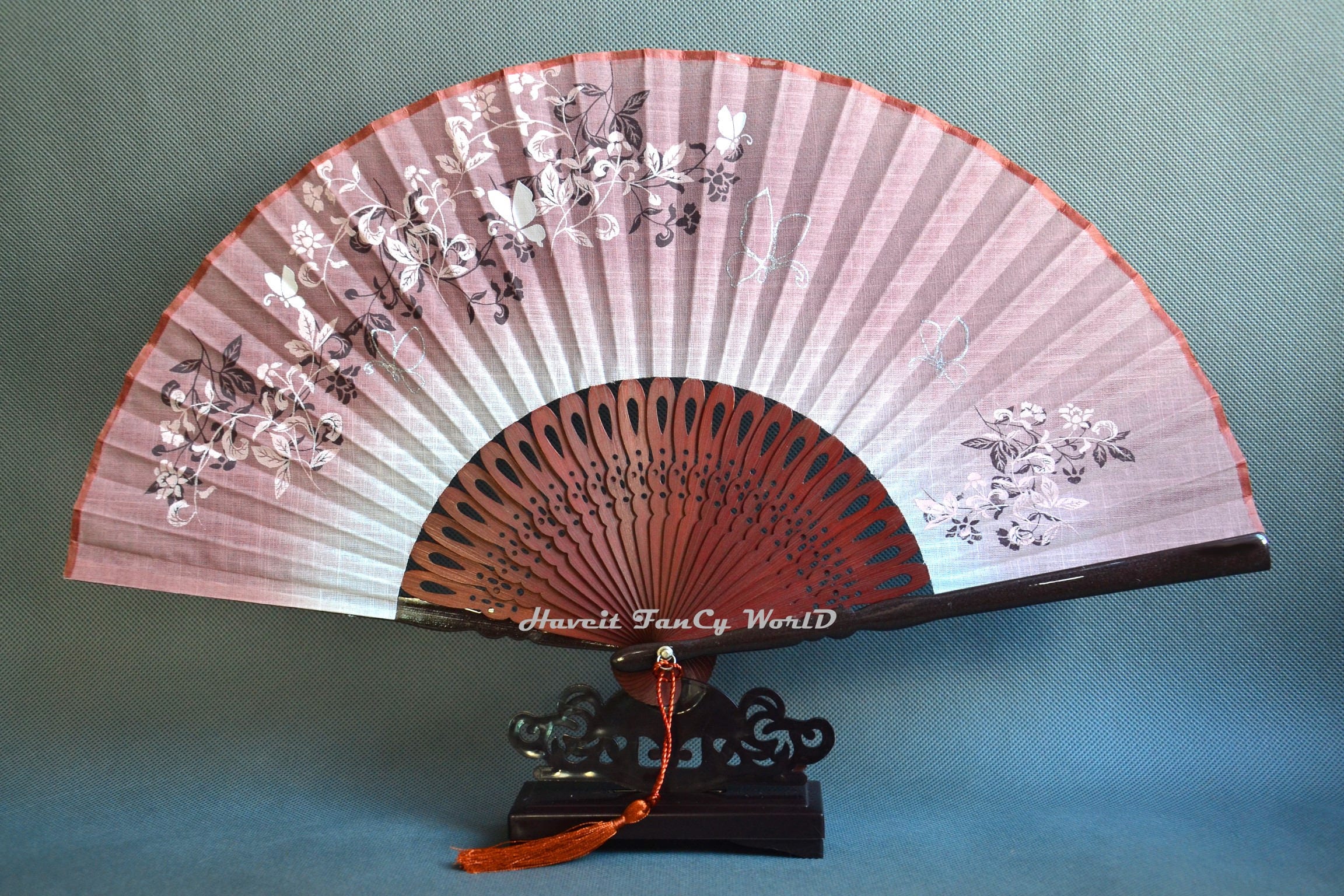 Brown Hand Fan cloth fabric surface Japanese fan wedding fan Etsy