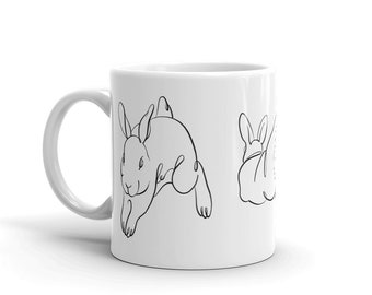 Coffee or Tea Mug- Rabbit, Coffee Cup, Big Mug, Easter Gift, Bunny Gift, Bunny Lover Gift, home decor, 11 oz / 15 oz