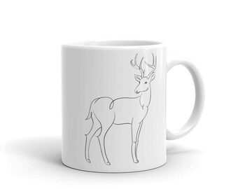 Coffee or Tea Mug- White-tailed deer, Coffee Cup, Big Mug, home decor, 11 oz / 15 oz