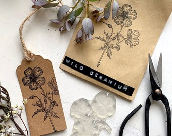 Geranium rubber stamp - Wild Geranium - Cranesbill Geranium Flower - Wild Flower - wild flower rubber stamp - rubber stamp - littlestampstor