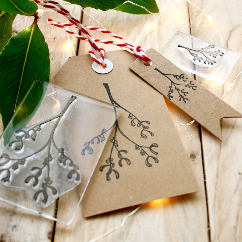 Christmas Mistletoe Stamp LSS Christmas Card Making Stamp Mistletoe Rubber Stamp Gift Wrap Stamp Clear Mistletoe Stamp