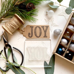 Joy Rubber Stamp - Joy Gift Tag Stamp - Christmas JOY - Word Joy - Text Stamp - Presents Stamp - Little Stamp Store - Card making