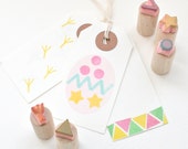 Easter Egg - Decorating Set - Hand Carved - Rubber Stamps - Little Stamp Store - Kids Crafts - fun - Easter - easter crafts - craft ideas