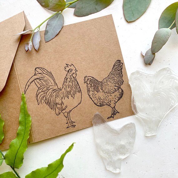 Chicken Rubber Stamp Rooster Stamp Rooster Rubber Stamps Rubber ...
