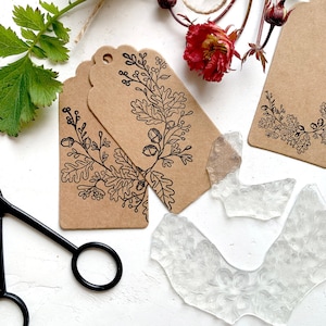 Oak Wreath Rubber Stamp - Oak Wreath Stamp - Wreath Stamp - Oak Leaf and Acorn Wreath - Clear Stamp - Oak Wreath - Little Stamp Store