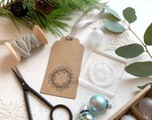 Wreath Stamp - Christmas Card Stamp - Botanical Stamp - Christmas stamp - Botanical Wreath - Clear Stamp - Little Stamp - Rubber Stamp