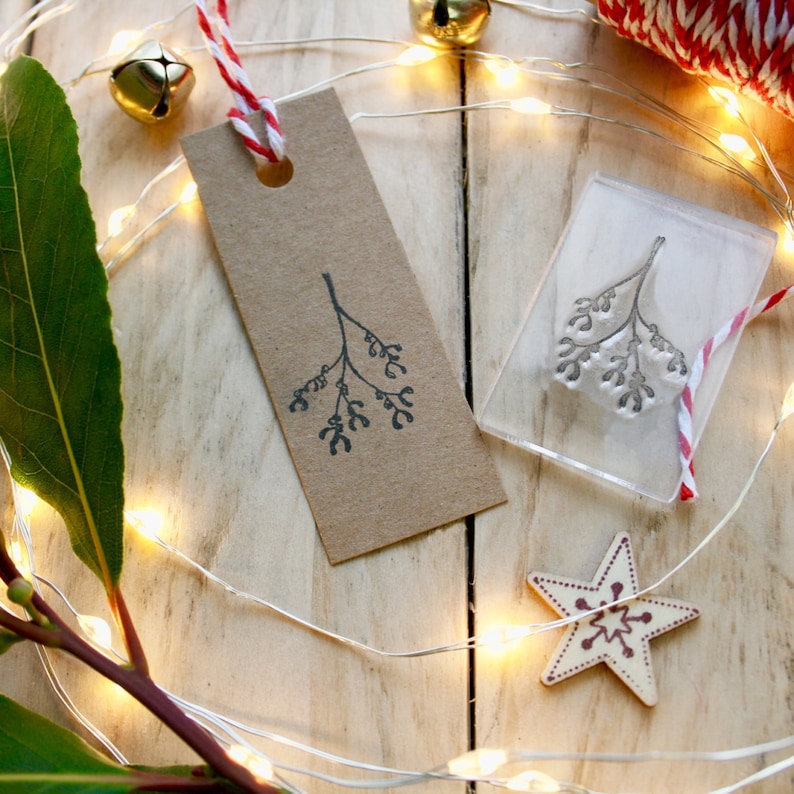 Christmas Mistletoe Stamp LSS Christmas Card Making Stamp Mistletoe Rubber Stamp Gift Wrap Stamp Clear Mistletoe Stamp