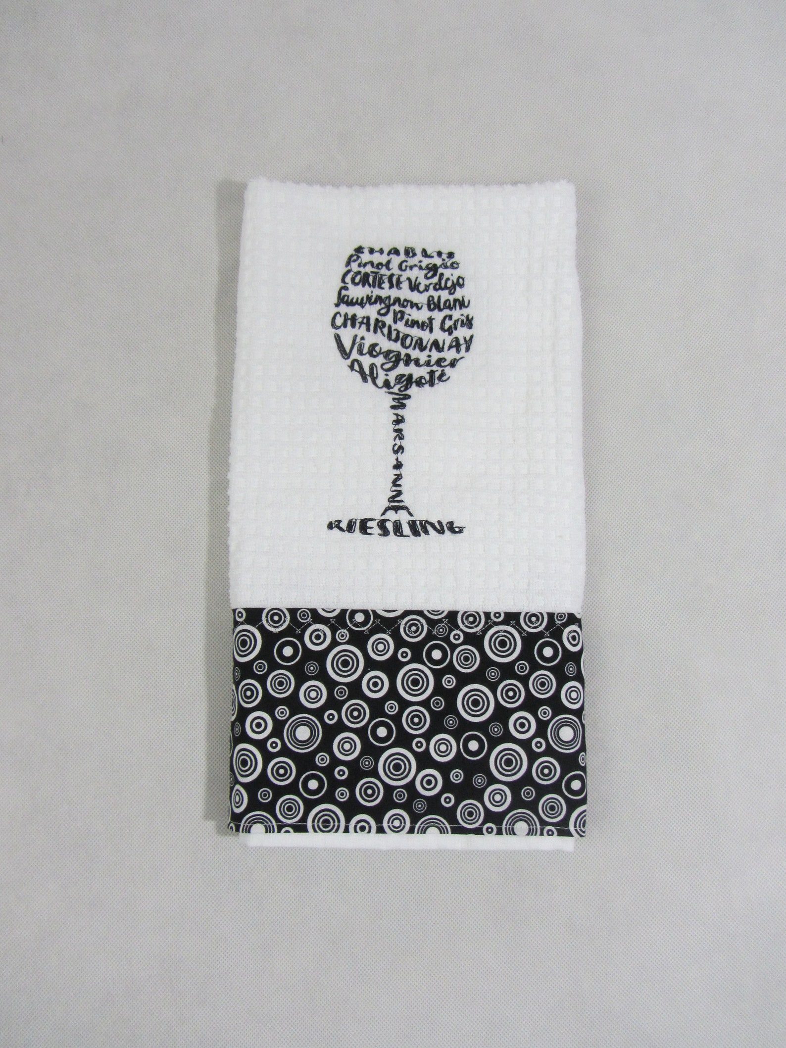 Embroidered Wine Hand Towel With Decorative Trim Etsy