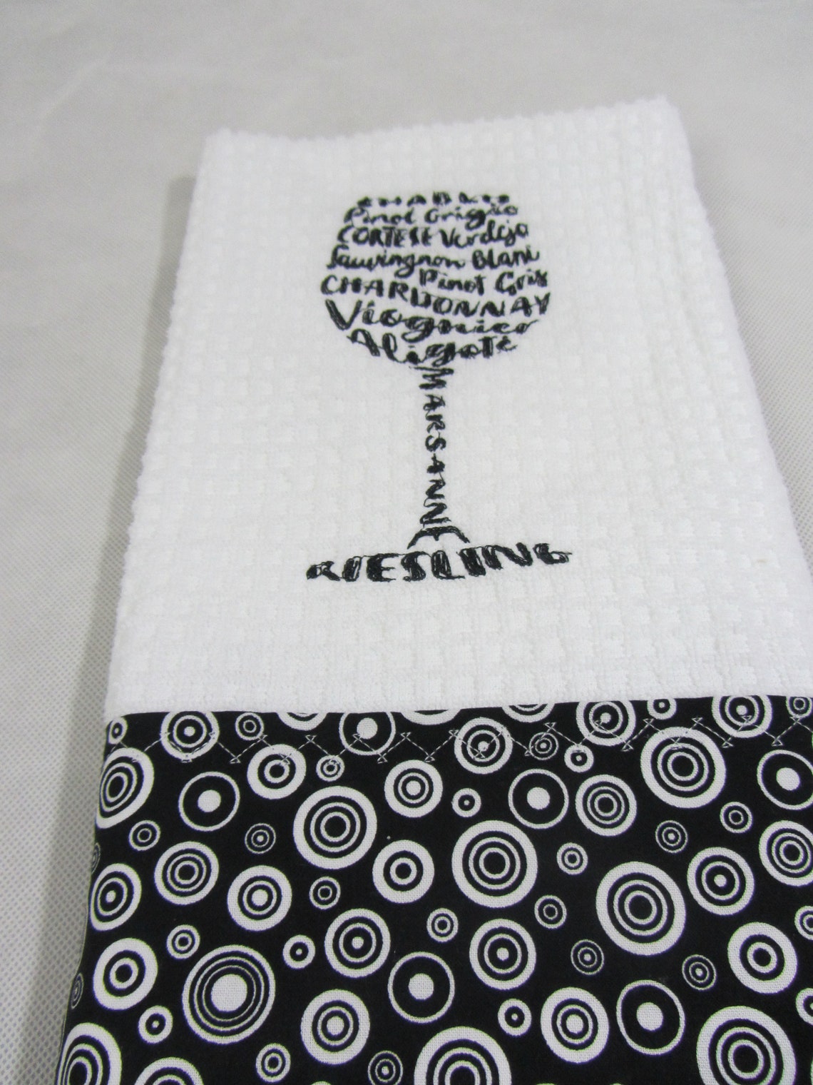 Embroidered Wine Hand Towel With Decorative Trim Etsy