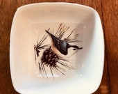 Lenox Nuthatch Bird Small Square Bowl Gold Trim