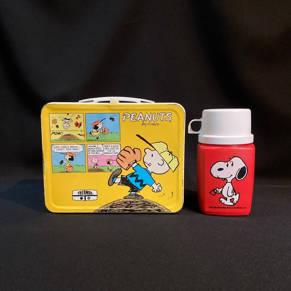 Vintage 1968 Go To School Have Lunch with Snoopy Peanuts Lunch Box with  Thermos