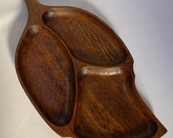 Vintage Mid Century Styson Servewood hand carved hardwood /'Woodcrest/' cheeseserving set