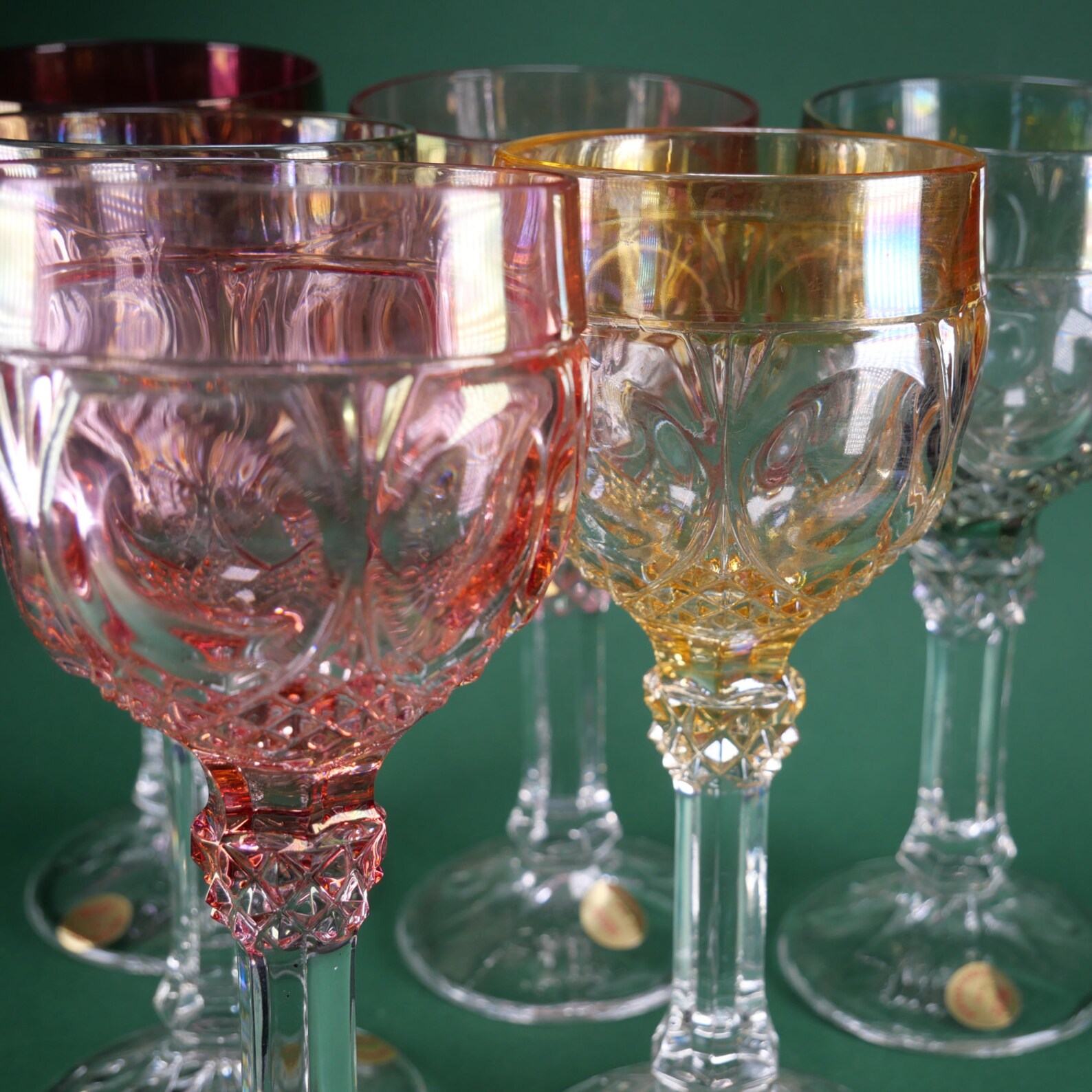 6 Beautiful Colored Wine Glasses Made of Lead Crystal Etsy