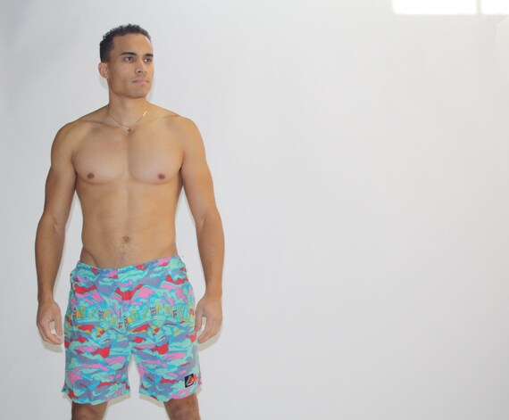 mens 80s swim trunks