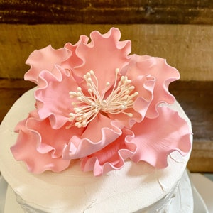 Fiori di peonia rosa - Sugar Gumpaste Handmade Wedding Cake Topper