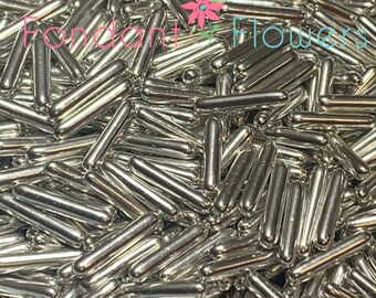 Silver Rods - Dragees Sprinkles Jimmes - Decorations Metallic Shiny