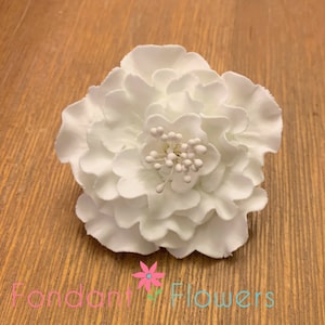 Peony Flower - White- Cake Toppers - Sugar Gumpaste Wedding 2.5" also available with gold accents