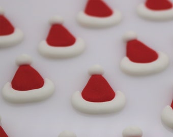 Set von 24 Kleinen Royal Icing Essbaren Weihnachtsmännern - Cupcake Toppers - Essbarer Hut Santa