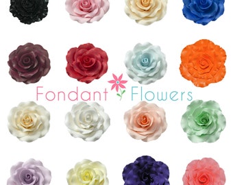 Gorgeous Sugar Rose (approximately 3&quot;) - White Yellow Peach Purple Ivory Red Pink & More! - Edible Cake Toppers Wedding Cake Handmade