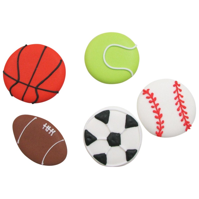 Royal Icing Sport Balls Edible Cupcake Toppers Football Etsy
