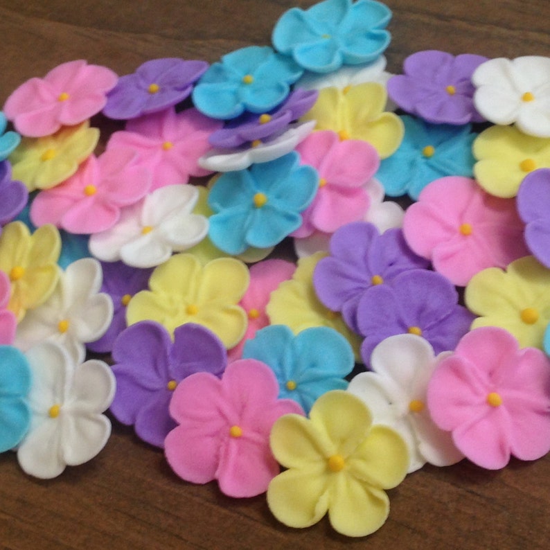 150 Small Red Edible Flowers Blossoms Cupcake Toppers Cake