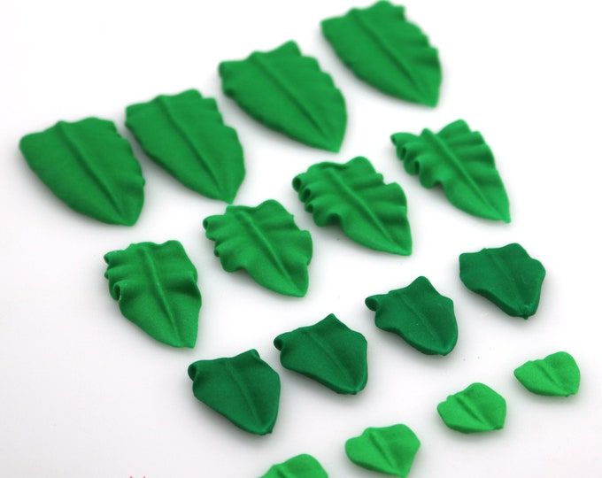 24 Royal Icing Leaves for Cake Decoration Cupcake Toppers Green Edible