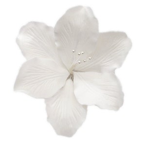 Vita gladiolasockerblommor - Gumpaste tårtdekorationer (set om 3)