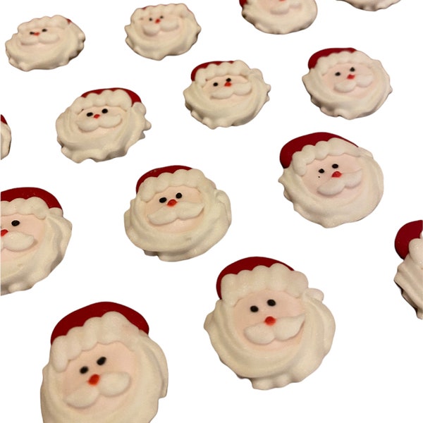 Set of 24 Royal Icing Edible Santa Faces - Cupcake Toppers -  Edible Christmas Decorations