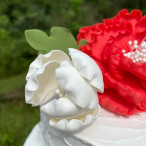 Hochzeitstorte Topper Blütenpaste Tulpe 3,25 - Weiß - Zuckerblumen
