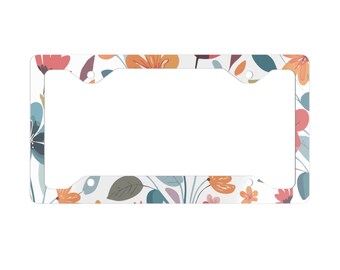Floral Metal License Plate Frame Thin Metal