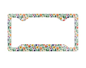 Tulip License Plate Frame Thin Metal