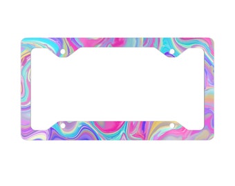 Tie Dye License Plate Frame Thin Metal