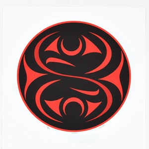 Vintage Yin Yang Salmon Northwest Coast Salish Print Leslie Sam