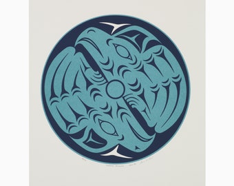 Vintage 1989 Susan Point Coast Salish Serigraph Winter Ravens