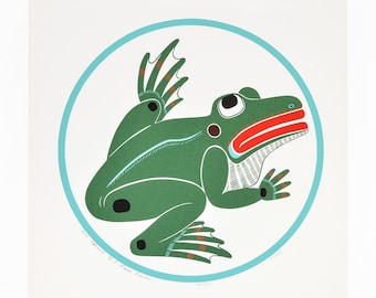 Vintage 1994 Indigenous Limited Edition Frog Print by Joe Peters Jr. and Rena Bevan