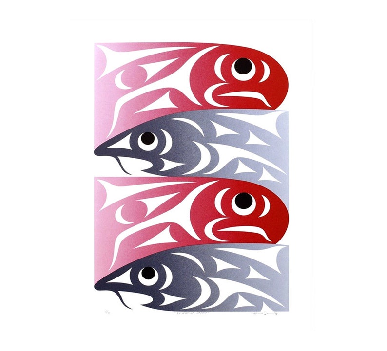 Northwest Coast Spawning Salmon Salish Ltd Ed Print image 1