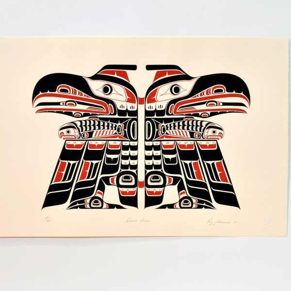 Vintage Roy Hanuse Northwest Native Double Raven Print